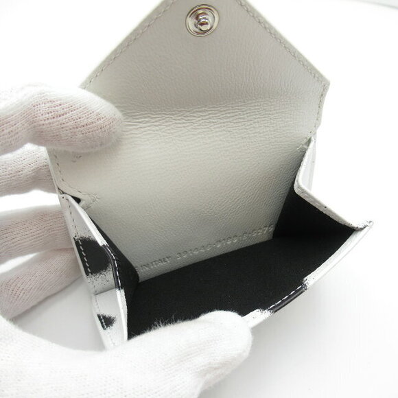Balenciaga Bi fold Wallet Tri Leather White Black Wallet - Picture 7 of 9